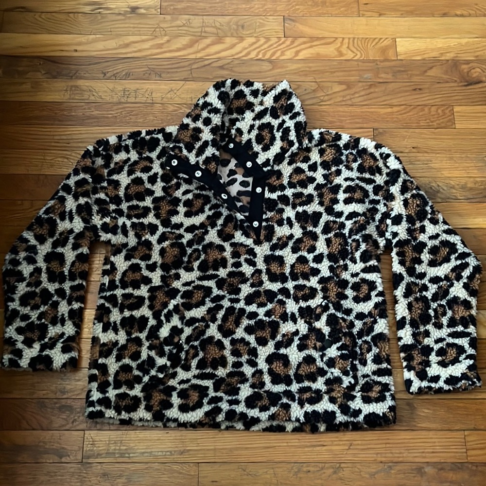 J. Crew Snap Collar Sherpa in Leopard